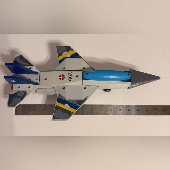 Desktop Wooden Army Aircraft Air-force Model 200 Jet 15" - Picture 10 of 10